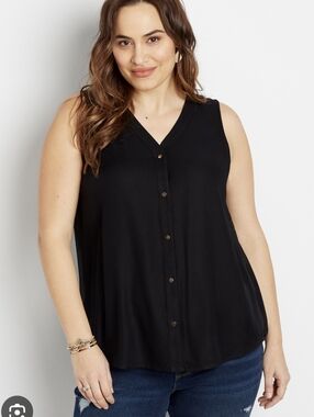 Maurices NWT 2X Black Button Front Women's Top